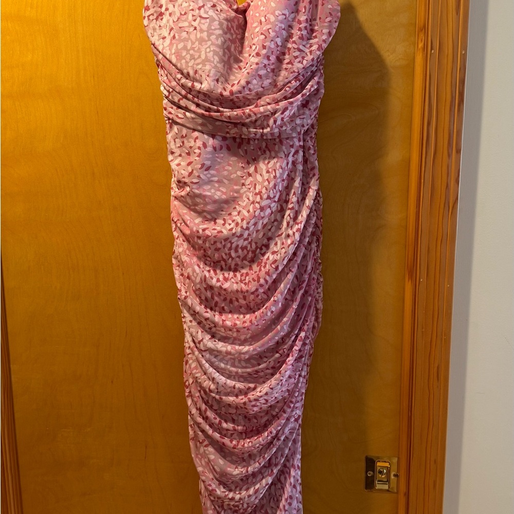Express Pink Patterned Midi Dress